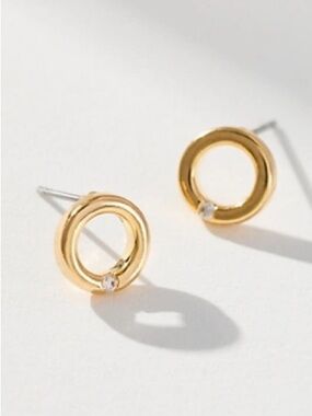 NWT Anthropologie Festive Icon Earrings Open Circle Post 14k Gold-plated Brass